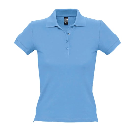 SOLS Womens/Ladies People Pique Short Sleeve Cotton Polo Shirt (Sky Blue) - Image 1