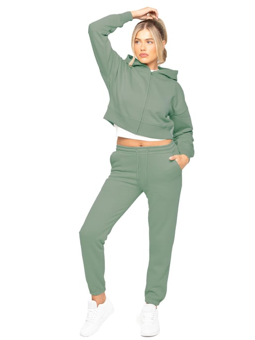 Enzo | Womens Crop Zip Hoodie Tracksuit Set - Image 3