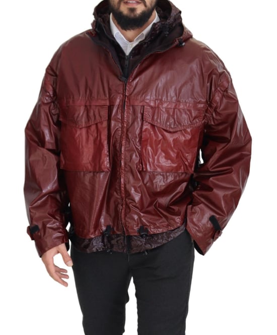 Chaqueta con capucha de algodón burdeos de cierre completo para hombre Dolce & Gabbana - Image 5