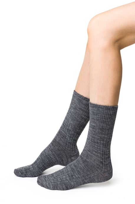 Calcetines de alpaca para mujer para invierno | Steven | Ladies Crew Boot Socks - Grey - Image 2