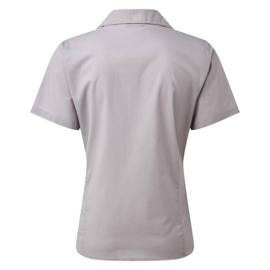 Premier Short Sleeve Poplin Blouse / Plain Work Shirt (Silver) - Image 2
