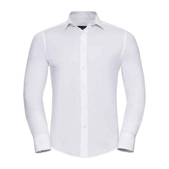 Russell Collection Mens Stretch Fitted Long-Sleeved Shirt (White) - Image 1