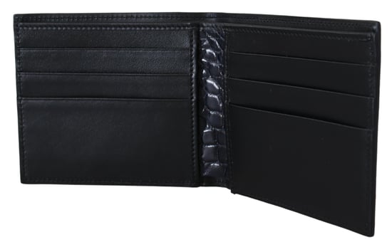 Dolce & Gabbana Black Bifold Card Holder Men's Exotic Leather Wallet