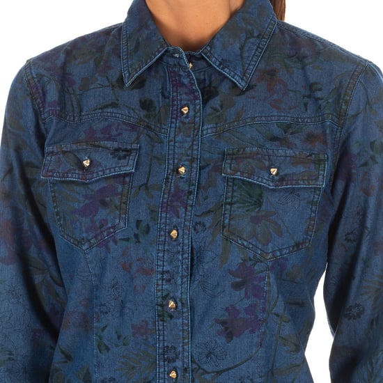 Long Sleeve Texan Shirt with lapel collar 10DCL0058 woman