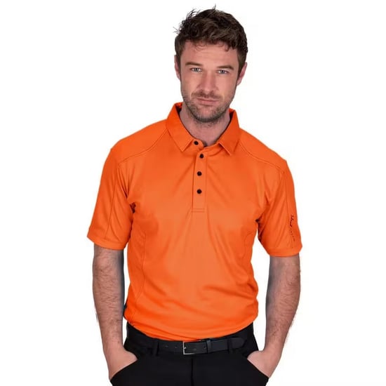 Island Green Mens Topstitched Golf Polo Shirt (Burnt Orange) - Image 3