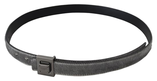 Dolce & Gabbana Men's Silver Leather Tone Square Metal Buckle