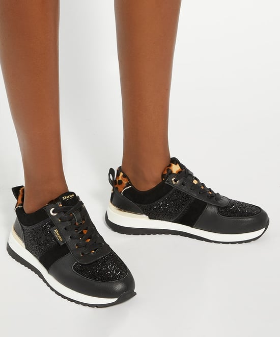 Dune Ladies Ego - Glitter Detail Lace Up Trainers