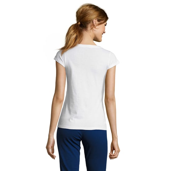 SOLS Womens/Ladies Moon V Neck T-Shirt (White) - Image 2