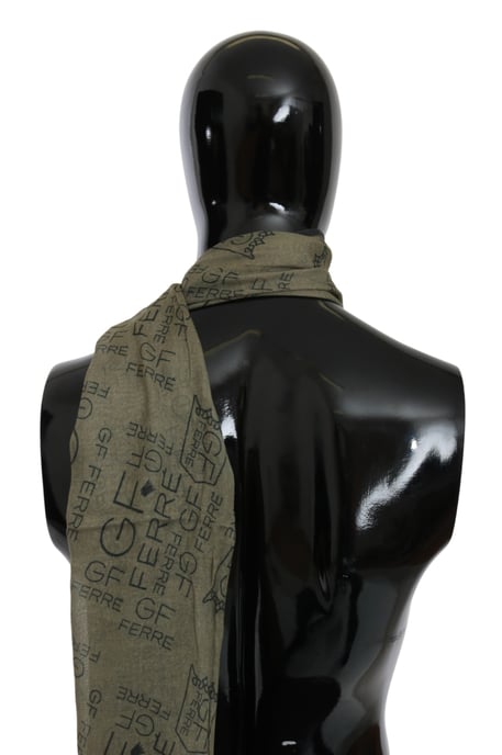 Bufanda de Marca con Patrón de Foulard de Lana Verde y Viscosa GF Ferré - Image 3