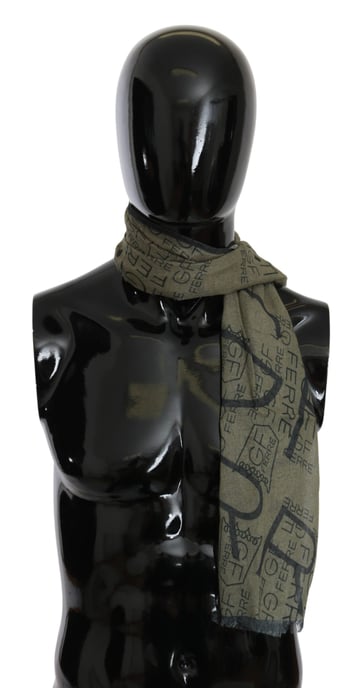 Bufanda de Marca con Patrón de Foulard de Lana Verde y Viscosa GF Ferré - Image 4