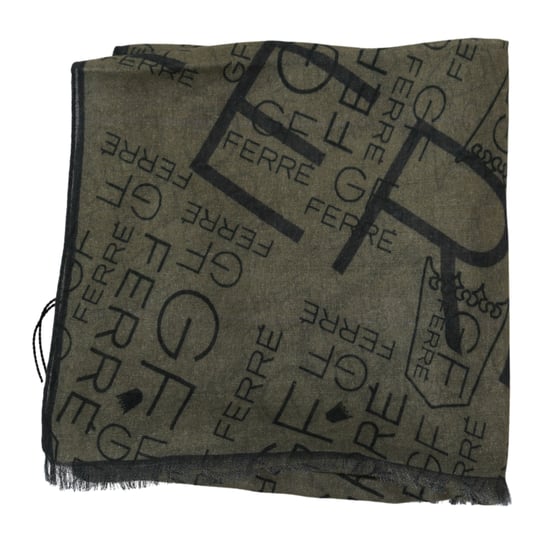 Bufanda de Marca con Patrón de Foulard de Lana Verde y Viscosa GF Ferré - Image 5