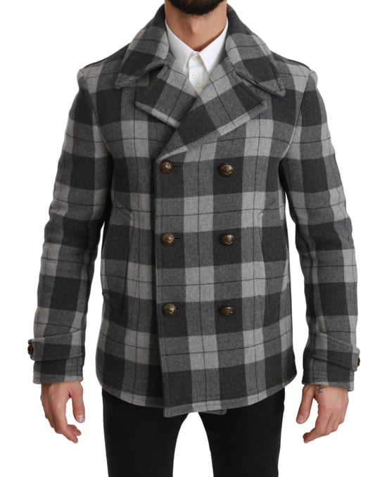 Abrigo de lana y cachemira gris a cuadros Dolce & Gabbana - Image 1