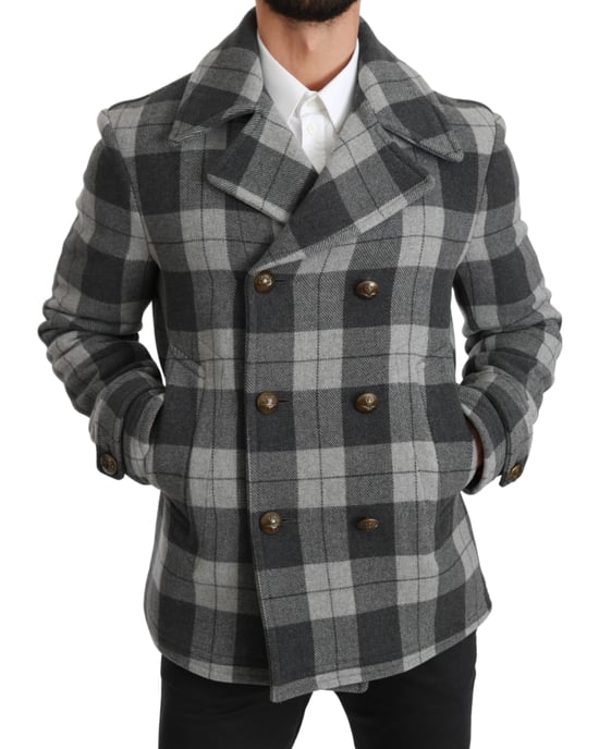 Abrigo de lana y cachemira gris a cuadros Dolce & Gabbana - Image 2