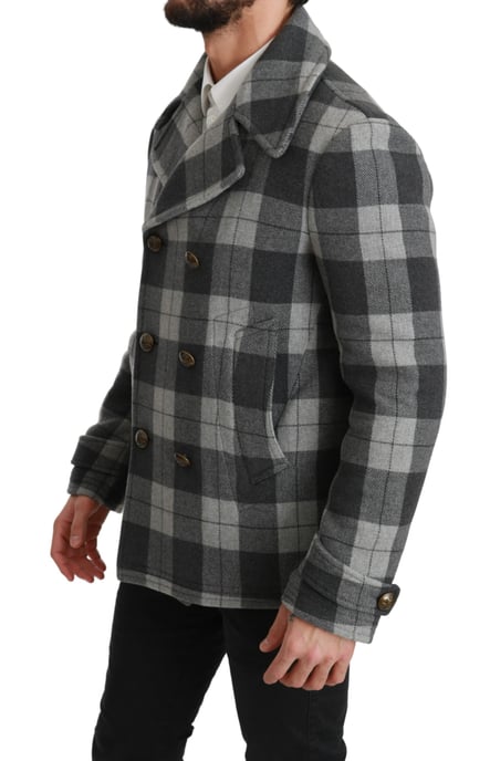 Abrigo de lana y cachemira gris a cuadros Dolce & Gabbana - Image 3