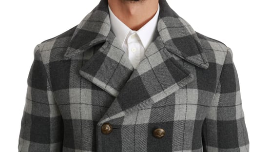 Abrigo de lana y cachemira gris a cuadros Dolce & Gabbana - Image 5