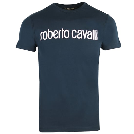 Camiseta Azul Marino con Logo de Roberto Cavalli - Image 1