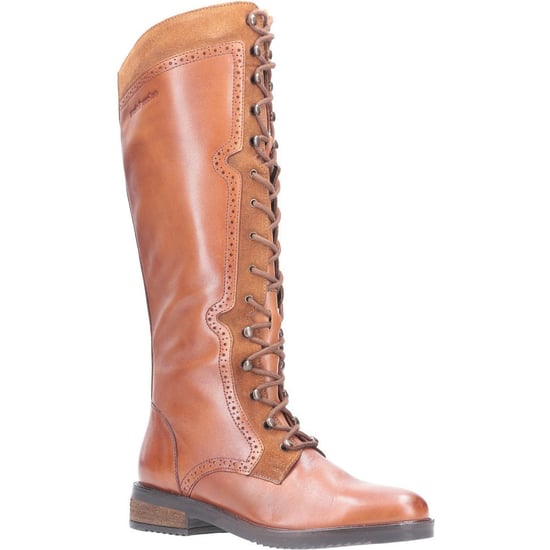 Hush Puppies Womens Rudy Zip Up Leather Lace Up Long Boots - Image 1