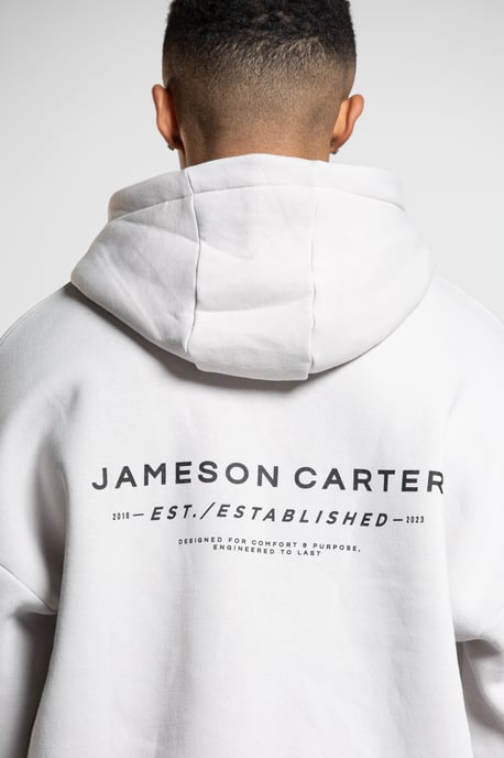 Off-White 'Est' Cotton Blend Oversized Hoodie with Kangaroo Pocket