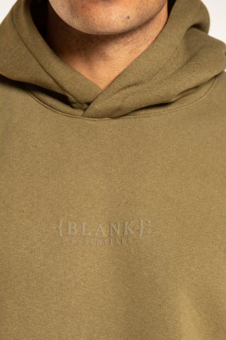 Khaki Cotton Blend Hoodie With Tonal Graphic Prints