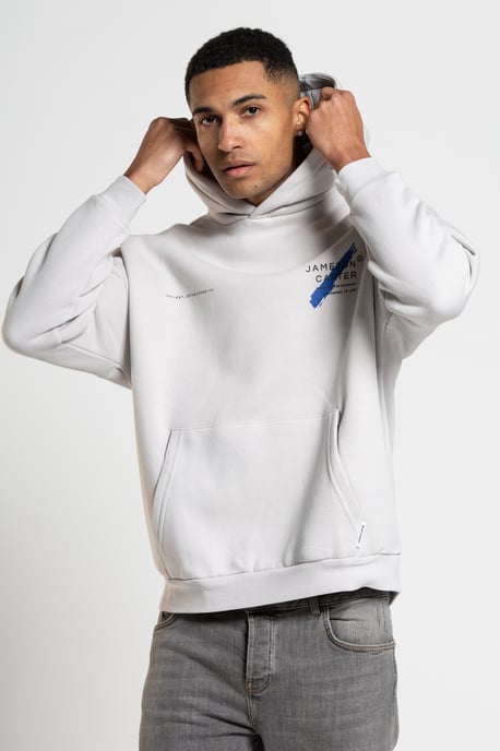 Off-White 'Est' Cotton Blend Oversized Hoodie with Kangaroo Pocket
