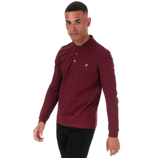 Men's Lyle And Scott Long Sleeve Polo Shirt in Burgundy - Image 1