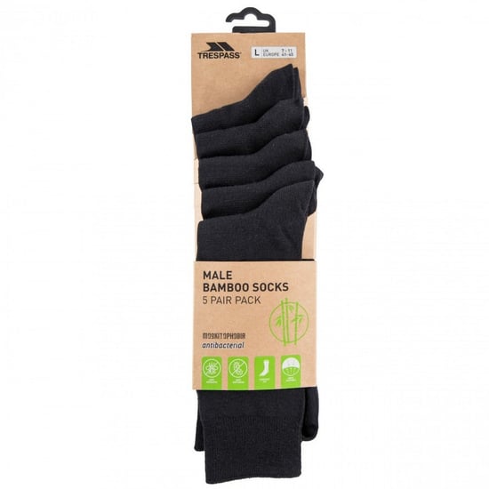 Trespass Mens Daily Walking Socks (Pack of 5) (Black) - Image 1