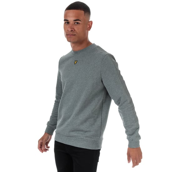 Men's Lyle And Scott Fabric Mix Crew Neck Sweatshirt in Grey Marl - Image 1