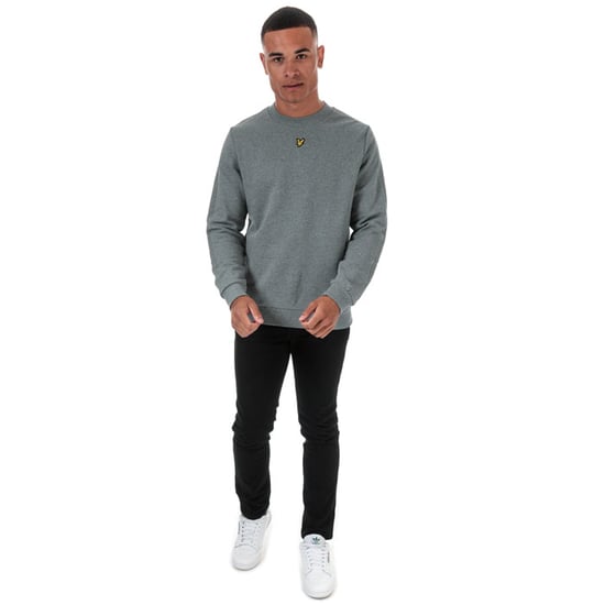 Men's Lyle And Scott Fabric Mix Crew Neck Sweatshirt in Grey Marl - Image 3