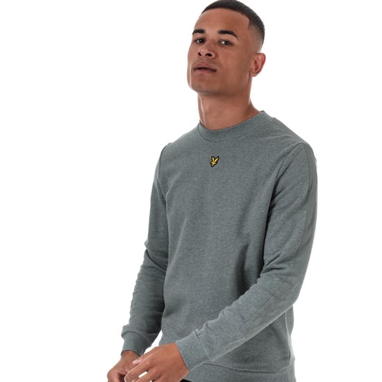 Men's Lyle And Scott Fabric Mix Crew Neck Sweatshirt in Grey Marl - Image 4