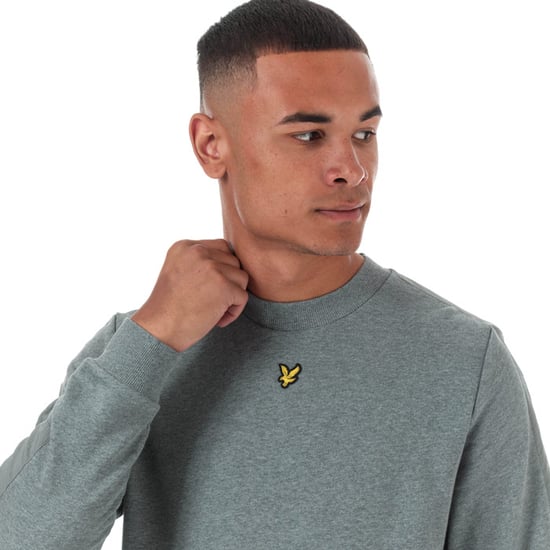 Men's Lyle And Scott Fabric Mix Crew Neck Sweatshirt in Grey Marl - Image 6