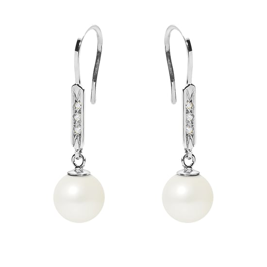 White Freshwater Pearl, Diamonds Dangling Earrings and white gold 750/1000 - Image 1