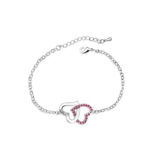 Swarovski - Double Heart Bracelet made with a Pink Crystal from Swarovski - Image 1