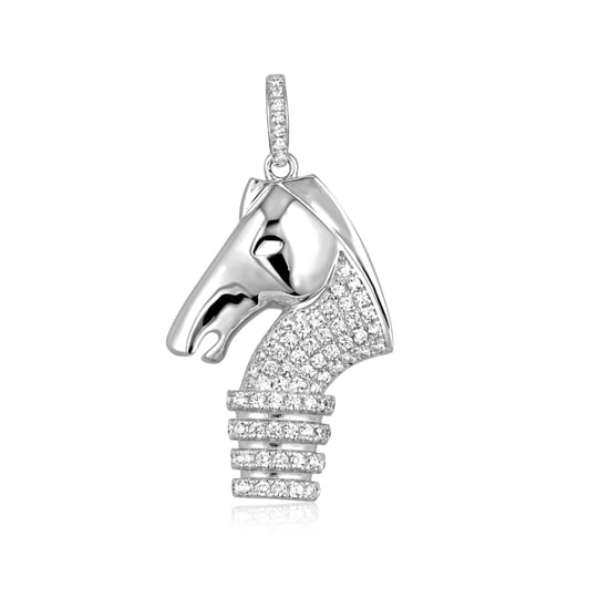 Swarovski - White 76 Swarovski Crystal Cubic Zirconia Horseman Exchequer Pendant and Silver Mounting - Image 1