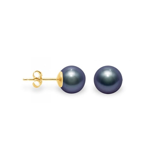 Black Freshwater Pearl Child Earrings and yellow gold 375/1000 - Image 1