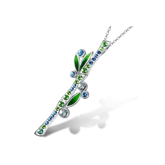 Blue and Green Crystal Swarosvki Elements Bamboo Pendant - Image 1