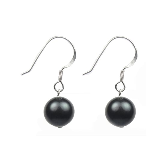 Black Freshwater Pearls Women Dangling Hooks Earrings and 925 Silver - Image 1