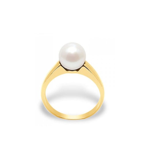 White Freshwater Pearl Ring and Yellow Gold 375/1000 - Image 1
