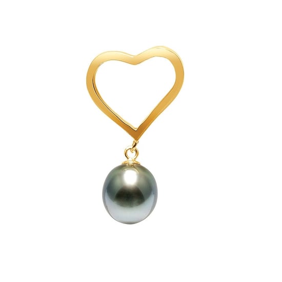 White Tahitian Pearl Heart Pendant and Yellow Gold 750/1000 - Image 1