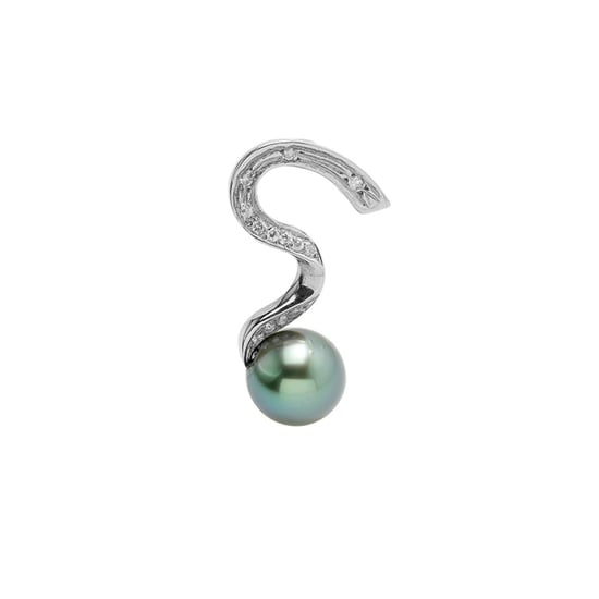 Black Tahitian Pearl, Diamonds Pendant and Sterling Silver 925/1000 - Image 1