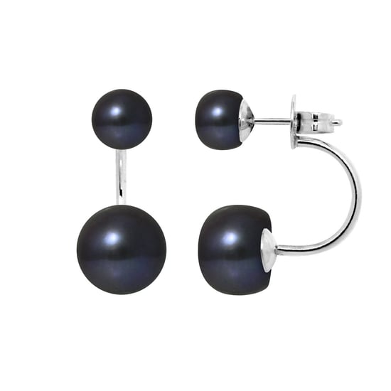 Black Double Freshwater Pearls Earrings and 925 Silver - Image 1