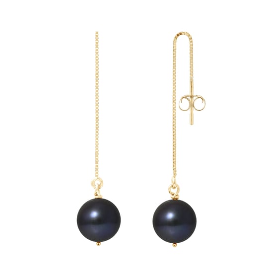Black Freshwater Pearls Dangling Earrings and yellow gold 750/1000 - Image 1