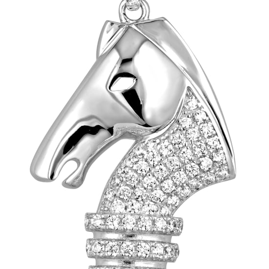 Swarovski - White 76 Swarovski Crystal Cubic Zirconia Horseman Exchequer Pendant and Silver Mounting - Image 3