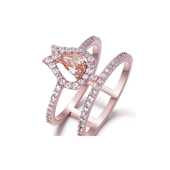Swarovski - White and Orange Swarovski Elements Crystal and Rhodium Plated