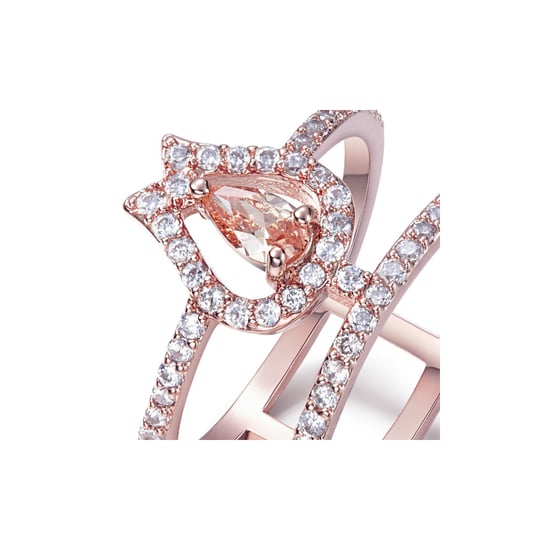Swarovski - White and Orange Swarovski Elements Crystal and Rhodium Plated