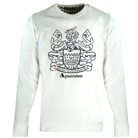 Aquascutum Large Crest Crew Neck White Sweatshirt