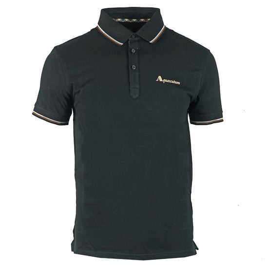 Aquascutum Brand Logo Black Polo Shirt