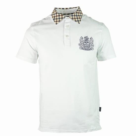 Polo blanco con cuello a cuadros Signature de Aquascutum - Image 1