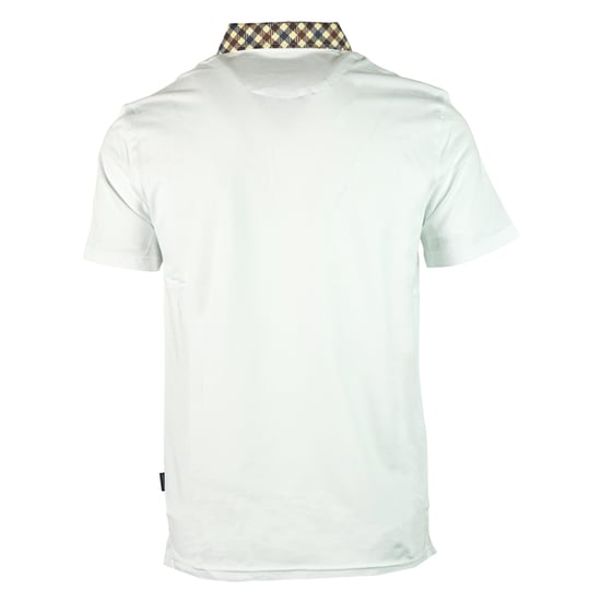 Polo blanco con cuello a cuadros Signature de Aquascutum - Image 2