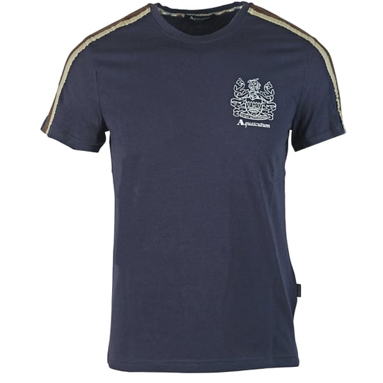 Camiseta de Rayas en el Hombro Azul Marino de Aquascutum - Image 1