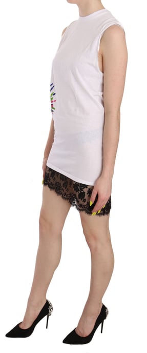 Vestido mini ajustado sin mangas de cuello redondo impreso en blanco Dsquared² - Image 3